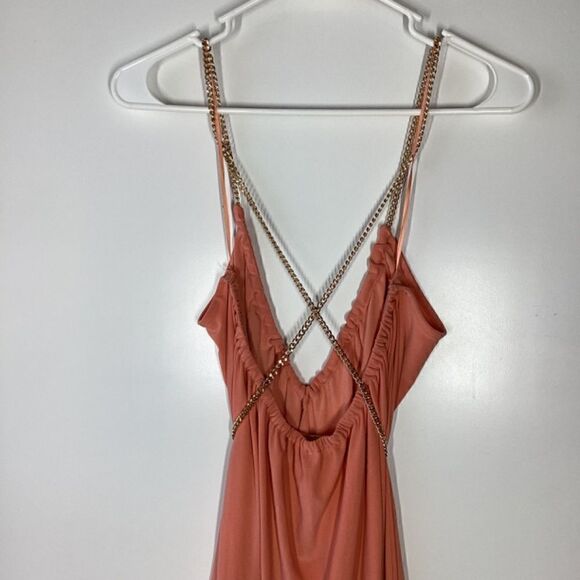 Ramy brook Ryder Chain-Trim High-Low Dress Peach Size Large - Picture 9 of 16